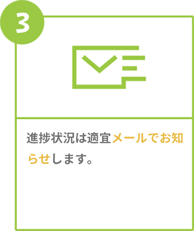 進捗状況は適宜メールでお知らせします。